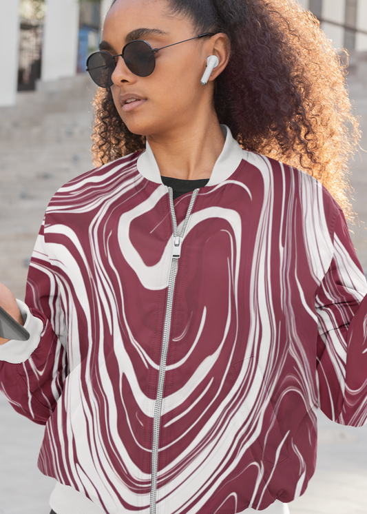 Bomber Jacket - Women - Red and White